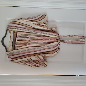 T. Rose Striped Cropped Blouse